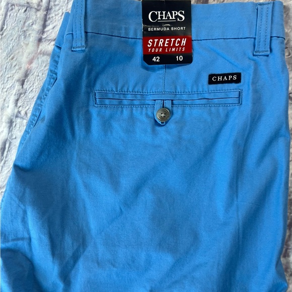 NEW CHAPS Men's Flat Front Shorts Stretch Blue Pocket Size 40 Bermuda Golf NWT - Picture 6 of 7